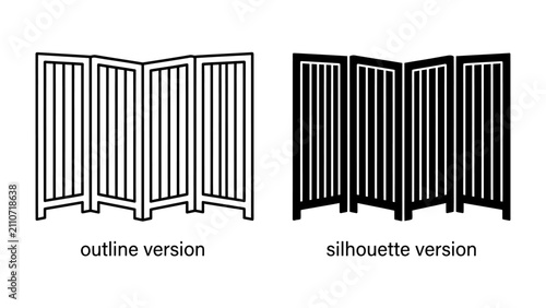 Konstfotografi Folding Screen: A set of foldable screens, presented in both outline and silhouette versions, showcasing their elegant design and versatility as decorative or functional room dividers