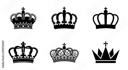Canvas Print Royal Crown Icons Set, Regal Symbols Vector Collection, Luxury Heraldic Emblems,