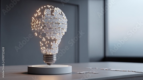 Illuminated puzzle-piece lightbulb
