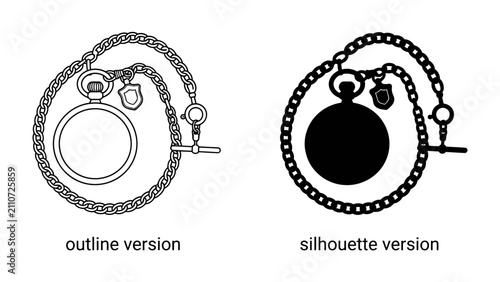 фотографія Pocket Watch Outline and Silhouette