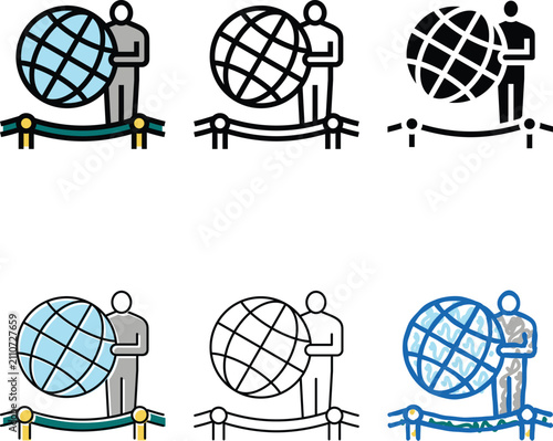 Foto globe planet earth color looks icon vector