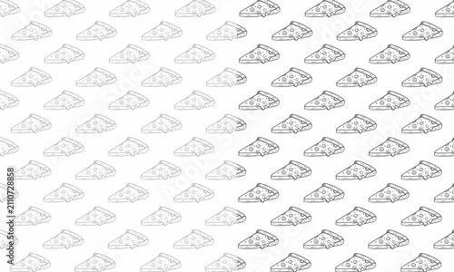 Doodle Pizza Pattern Design. Seamless Deep Dish Illustration. Stuffed Crust Pizza Motif.