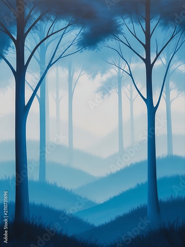 misty morning in the forest
