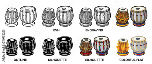 Canvastavla Set of Percussion Drums in Various Artistic Styles