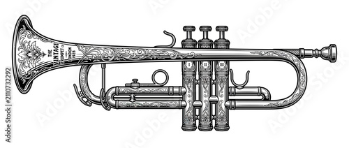 Photos Vintage Brass Wind Instrument Illustration