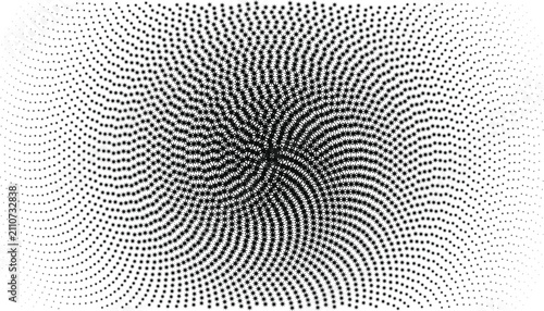 Quadro su tela Circular spiral pattern composed of black dots, creating a swirling vortex effec