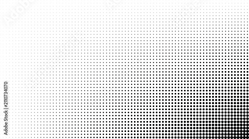 Bild auf Leinwand Corner halftone gradient pattern with black dots transitioning from dense in the