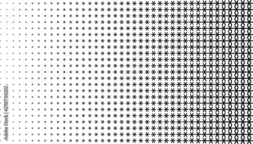 Canvastavla Horizontal gradient pattern of black star-like symbols, transitioning from spars