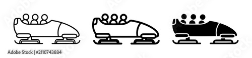Bobsled Team Icons, Winter Sport Vector Graphics, Olympic Race Symbols
