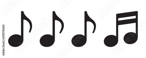 Foto Set of musical notes isolated on transparent background for graphic design