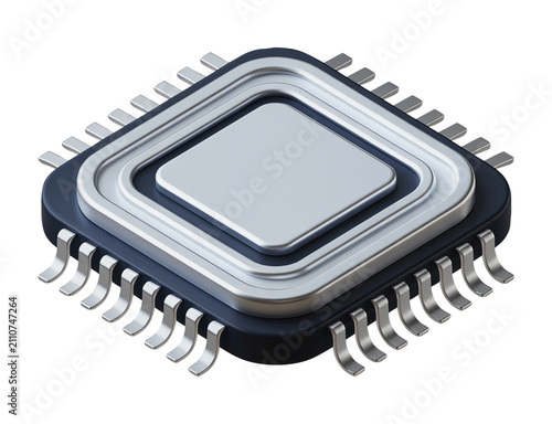 Advanced Computer CPU Chip 3D Render for Artificial Intelligence and Digital Technology Design