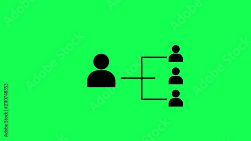 Animated User Referral Network Icon Loop, Team Building and Business Team Growth Concept Motion Graphic.