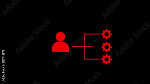 Animated User Referral Network Icon Loop, Team Building and Business Team Growth Concept Motion Graphic.