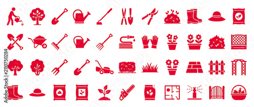 Obraz na plátně Gardening Tools and Supplies Flat Icons Set