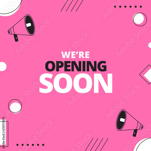 Pink background social media opening soon template