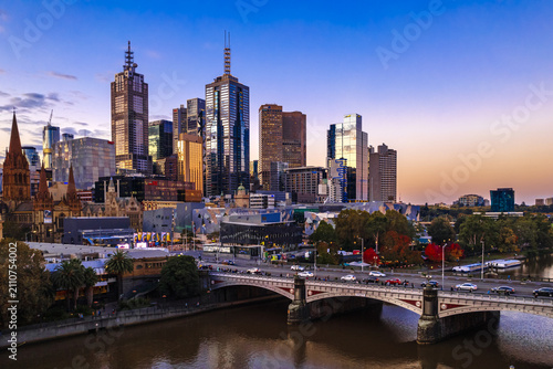 Melbourne Southbank Cityscape Golden hour