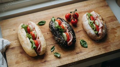 Gourmet sushi platter with assorted rolls and garnishes