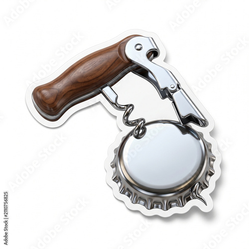 Vintage Wooden Handle Bottle Opener and Corkscrew Tool