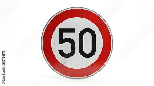 German Traffic Sign 50 Speed Limit Isolated on White Background
