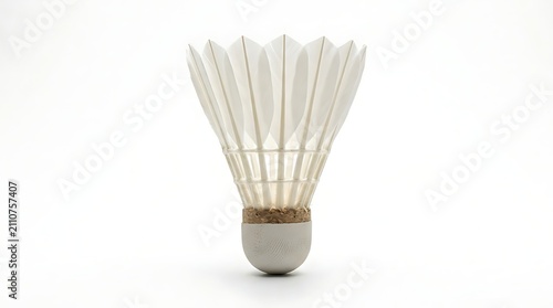 Professional Feather Shuttlecock Isolated on Clean White Background for Badminton Sports