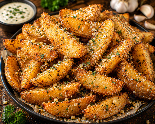Crispy Garlic Parmesan Potato Wedges
