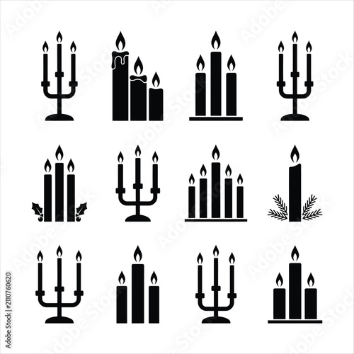 Collection of Black Candle Icons vector