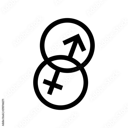 Heterosexual symbol line icon vector illustration representing male and female gender orientation, relationship, and equality concept.
