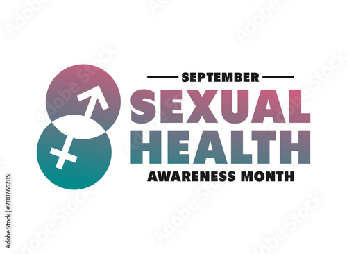 Sexual Health Awareness Month typography banner vector illustration with male and female gender symbol on white background.