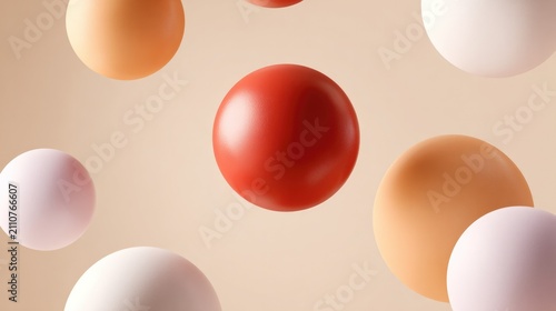 Floating 3D Spheres in Soft Pastel Colors on a Light Background