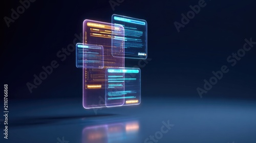 Abstract Interface Design with Floating Screens and Data Visualization
