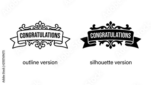 Quadro su tela Congratulations Graphic Set: A versatile set of congratulatory graphics featuring two distinct styles, an outline version and a solid silhouette
