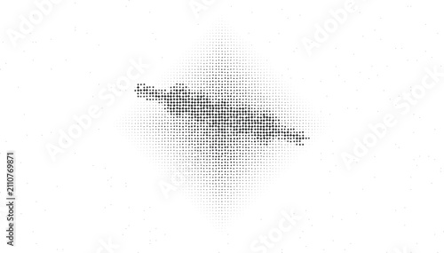 Schilderij op canvas Abstract halftone diamond shape with a central horizontal cluster of dense black