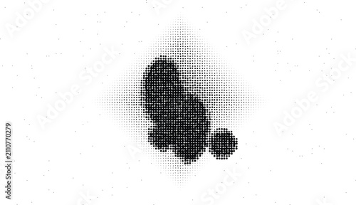Foto Abstract halftone diamond shape with a dense cluster of black dots in the center