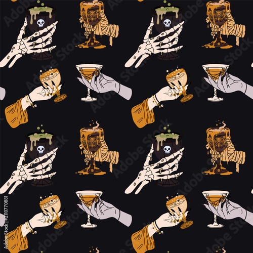 Gothic Party Drinks with Skeleton and Mummy Hands