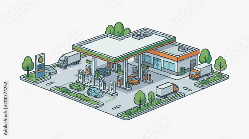 Modern Fuel Station with Convenience Services.
