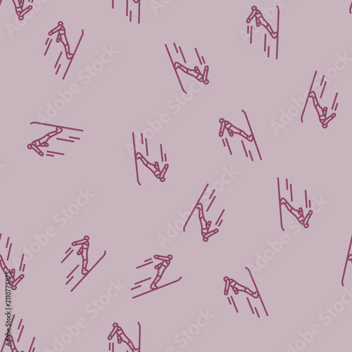 Принти на полотні nordic combined winter sport vector line seamless pattern nordic combined winter