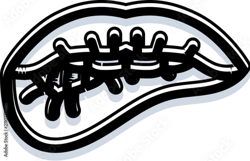 Quadro su tela Mouth containing barbed wire in a conceptual illustration symbolizing censorship