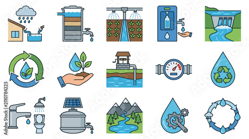 Dynamic Illustrated Guide to Water Conservation Recycling and Sustainable Water Management Systems