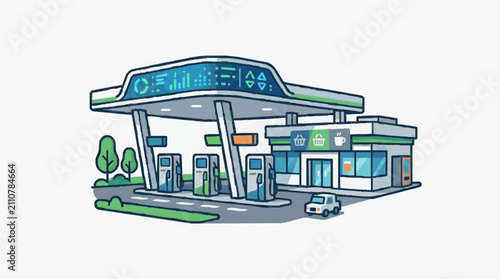 Modern Gas Station with Clean Design.