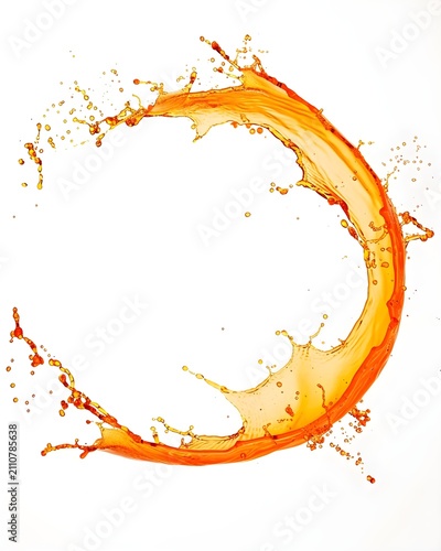 orange splash forming circle isolated on white background