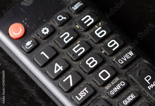 Macro shot of worn numeric keys and special function buttons