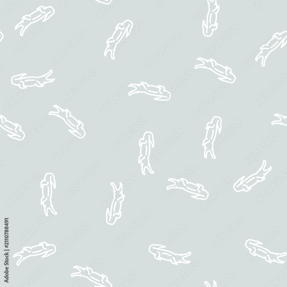 Fototapeta premium crocodile reptile in zoo vector line seamless pattern crocodile reptile in zoo sign illustration