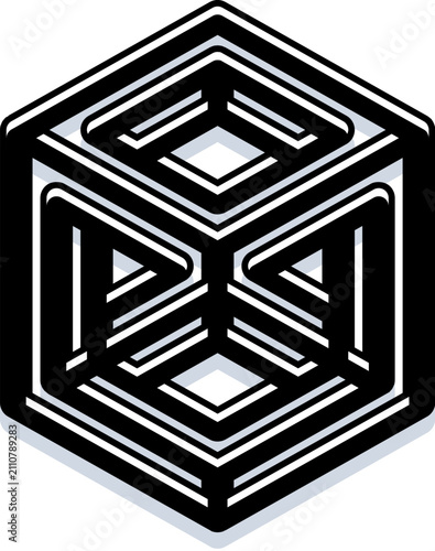 Photos Impossible cube challenging perception through a complex geometric optical illus