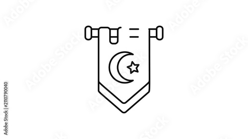 Minimalist outline animation of Turkiye flag pennant drawing on and fading out. Features a clean pop up style in 3 color setups.