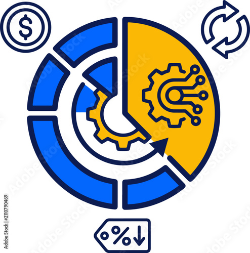 AI budget allocation pie chart vector icon