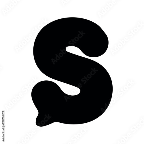 Bold Black Letter S Character Isolated on White Background for Typographic Design Projects