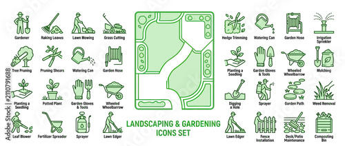 Gardening and Landscaping Icons Set