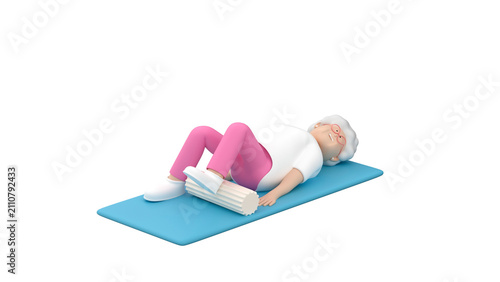 Elderly woman doing rehabilitation exercise with a roller