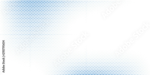 Vector abstract blue background frame of geometric shapes. Circular ornament. Pattern of dots, particles, molecules, fragments. Poster for technology, vector dots halftone blue