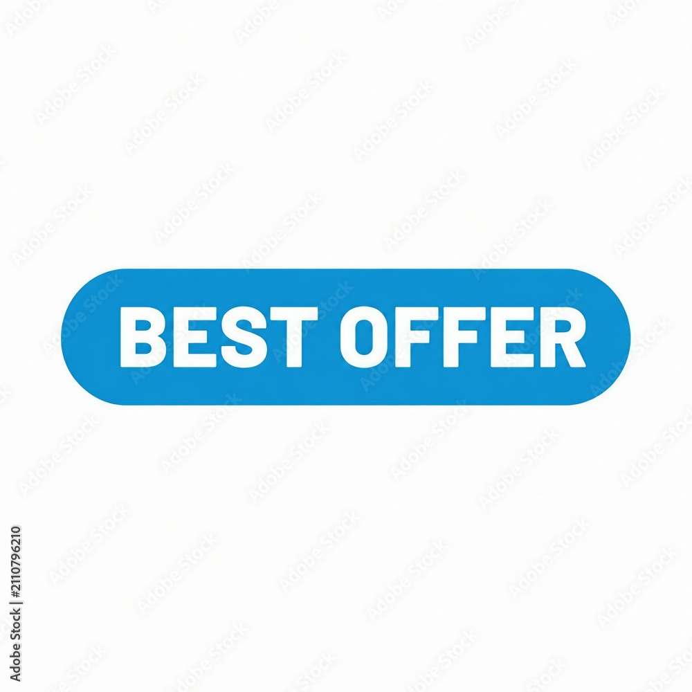 Fototapeta premium Best offer banner with retro pixel text on blue background